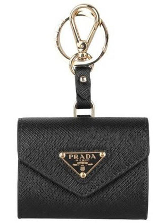 Triangle Logo Saffiano Airpod Pro Case Black - PRADA - BALAAN 1