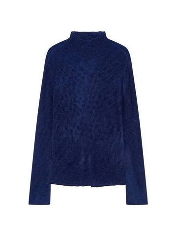 Women s Hairy Chevron High Neck Knit Navy - EMPORIO ARMANI - BALAAN 1