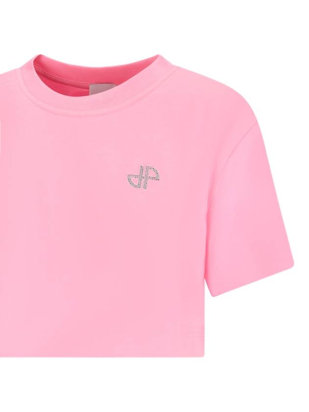 Logo Crop Cotton Short Sleeve T-Shirt Pink - PATOU - BALAAN 4