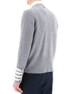 Men's Fine Merino Wool 4 Bar Cuff V-Neck Cardigan Grey - THOM BROWNE - BALAAN 5