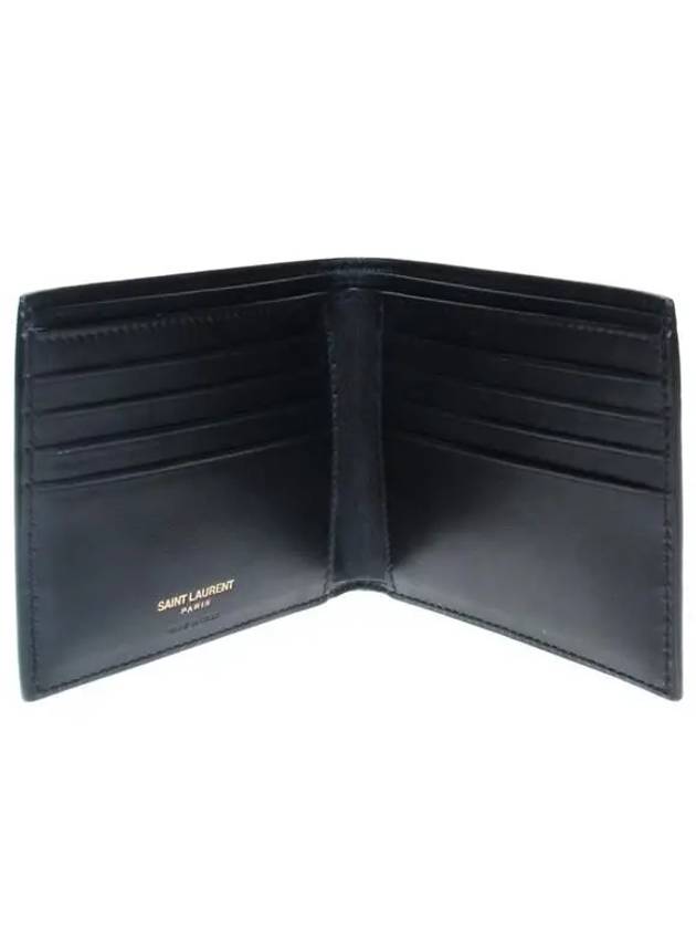 Crocodile Pattern Monogram Half Wallet Black Gold - SAINT LAURENT - BALAAN 7