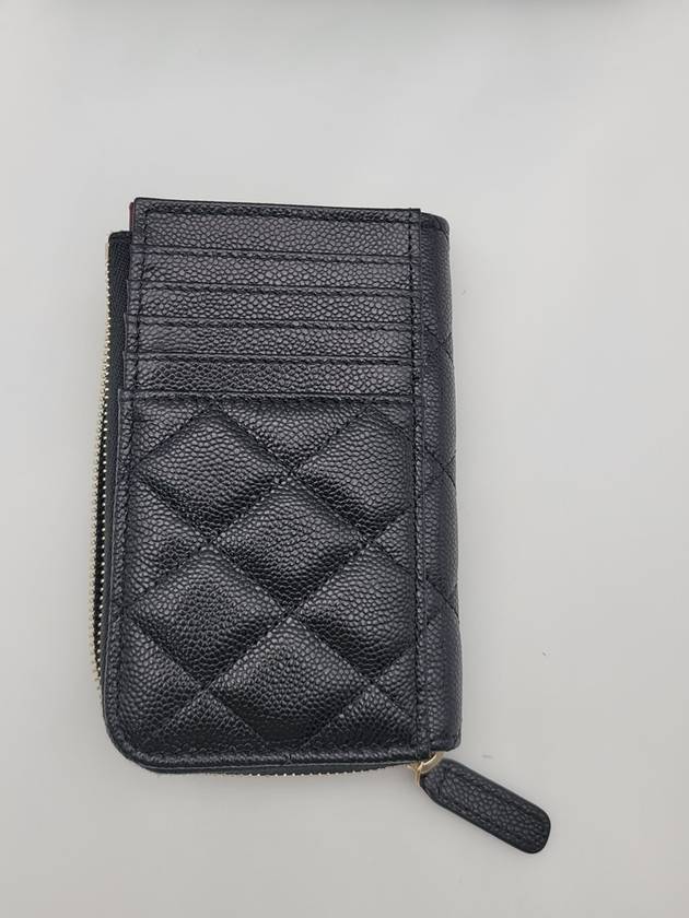 CC Logo Gold Hardware Caviar Zipper Card Wallet Black - CHANEL - BALAAN 4