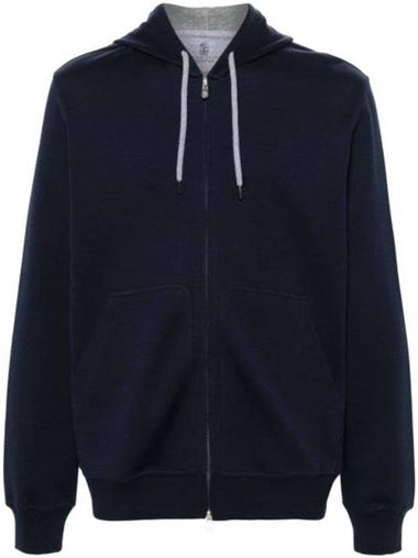 Drawstring hood zip up navy - BRUNELLO CUCINELLI - BALAAN 1