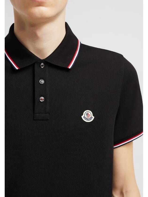 Small Logo Patch Short Sleeve Cotton Polo Shirt Black - MONCLER - BALAAN 5