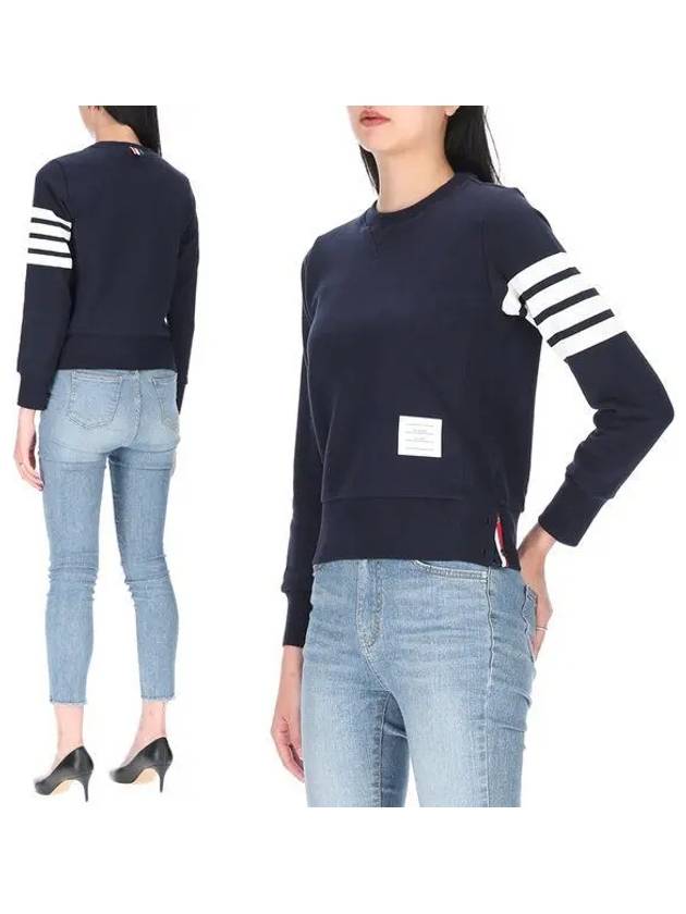 Engineered 4 Bar Stripe Loopback Jersey Knit Crewneck Sweatshirt Navy - THOM BROWNE - BALAAN 2