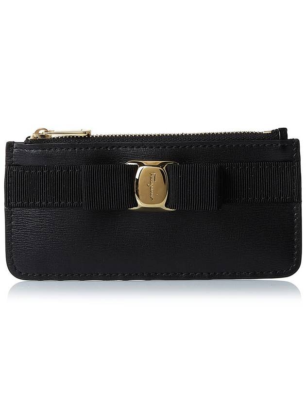 New Vara Bow Zipper Card Wallet Black - SALVATORE FERRAGAMO - BALAAN 2