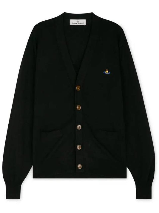 ORB Logo V-Neck Cardigan Black - VIVIENNE WESTWOOD - BALAAN 2