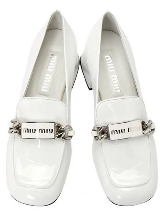 Women's Logo Patent Leather Pumps White - MIU MIU - BALAAN 2