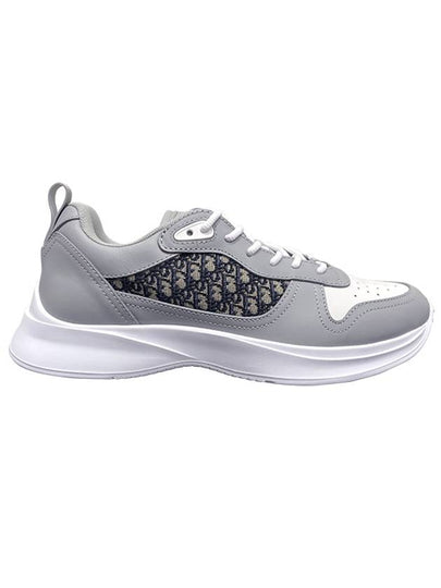 B25 Runner Smooth Calfskin Oblique Jacquard Low Top Sneakers White Grey - DIOR - BALAAN 2