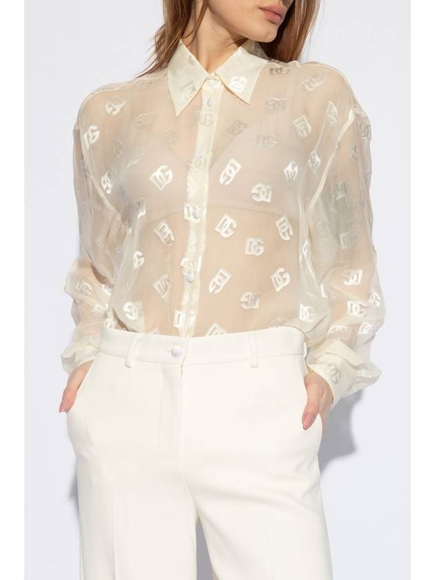 Monogram Jacquard Semi See-through Shirt F5O54TFJTBR - DOLCE&GABBANA - BALAAN 4