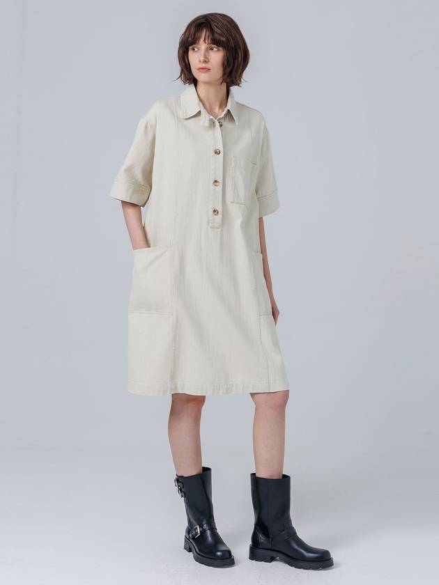 Twill Cotton Midi Dress Beige - PAGE STUDIO - BALAAN 3