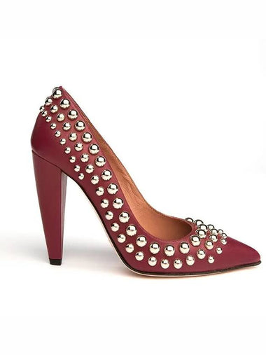 red studded stiletto heel burgundy - VALENTINO - BALAAN 1