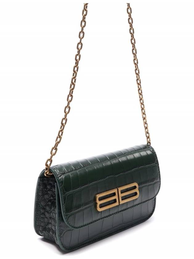 Gossip BB Logo Crocodile Chain Shoulder Bag Green - BALENCIAGA - BALAAN 4