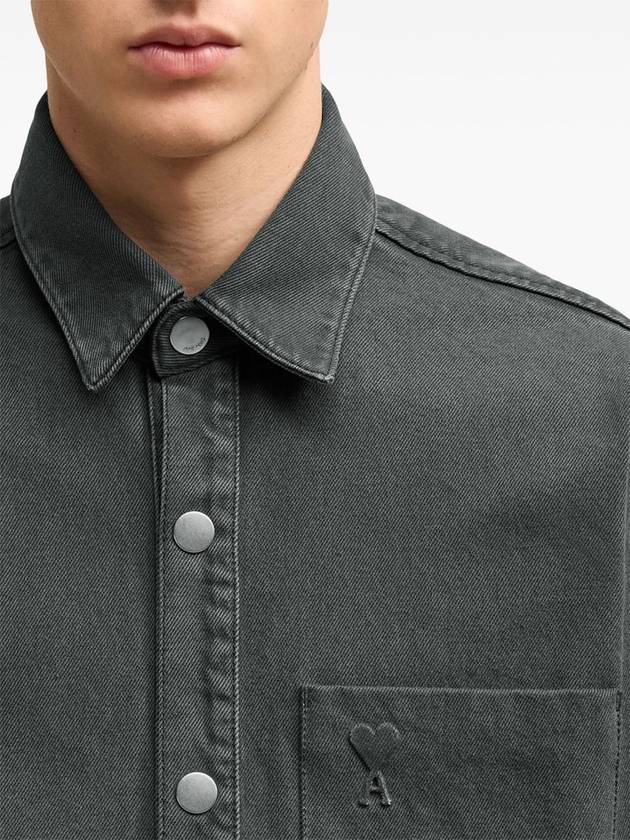 De Coeur Embossed Overshirt Jacket Black - AMI - BALAAN 7