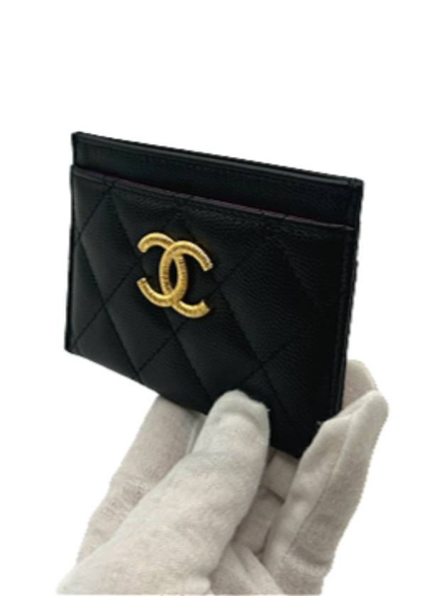 CC Logo Pop Inside Gold Caviar Card Wallet Black - CHANEL - BALAAN 4