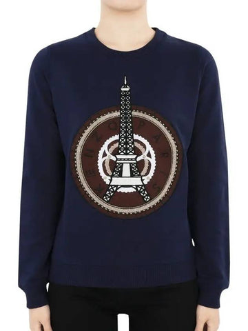 16 F W Women's Eiffel Tower Sweatshirt Navy 2SW742 4XJ 78 - KENZO - BALAAN 1