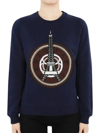 16 F W Women's Eiffel Tower Sweatshirt Navy 2SW742 4XJ 78 - KENZO - BALAAN 2