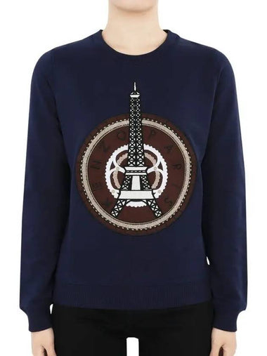 16 F W Women's Eiffel Tower Sweatshirt Navy 2SW742 4XJ 78 - KENZO - BALAAN 1