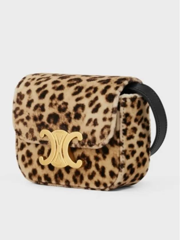 Mini Claude Leopard Print Velvet Cross Bag - CELINE - BALAAN 6