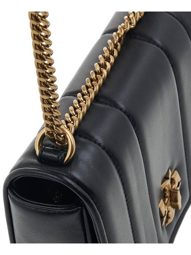 Kira Chain Leather Shoulder Bag Black - TORY BURCH - BALAAN.