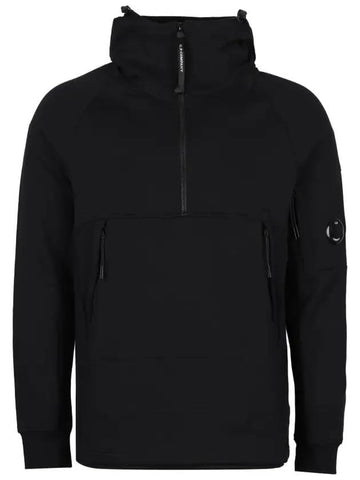 Lens Wappen Half Zip-Up Hood Black - CP COMPANY - BALAAN.