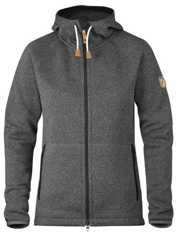 Women's Ovik Fleece Zip-Up Hoodie Dark Grey - FJALL RAVEN - BALAAN 1