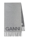 Fringes And Logo Muffler Grey - GANNI - BALAAN 2