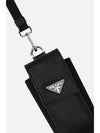 Saffiano triangle logo leather smartphone holder black - PRADA - BALAAN 2