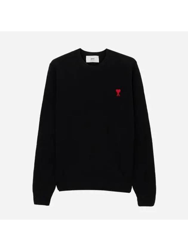 Heart Logo Men s Sweater Knit Black BFHKS001001 - AMI - BALAAN 1