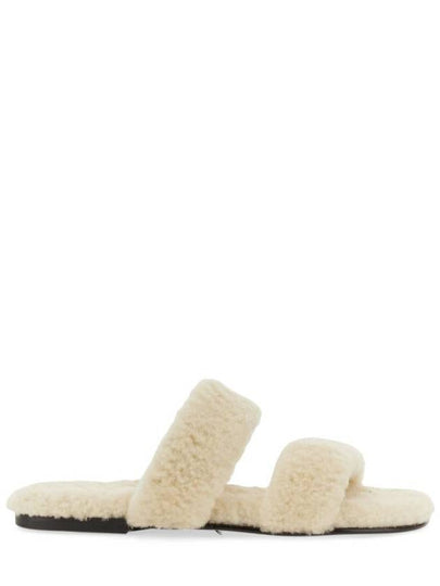 Shearling Sandal Slippers White - SAINT LAURENT - BALAAN 2