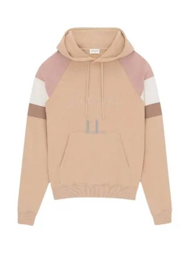 Front Logo Cotton Hoodie Beige - SAINT LAURENT - BALAAN 2