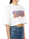 Graphic Logo Print Cropped Cotton Short Sleeve T-shirt White - MARNI - BALAAN 4