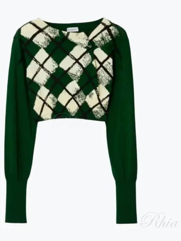 Argyle Fine Knit Cropped Knit Top Green - BURBERRY - BALAAN 2