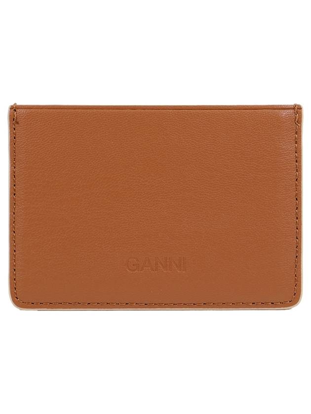 Bow Logo Card Wallet Caramel Cafe - GANNI - BALAAN 3