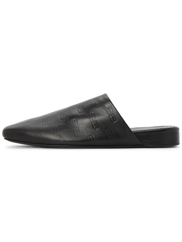 debossed logo leather slippers black - BALENCIAGA - BALAAN.