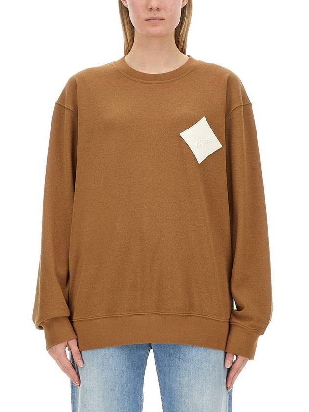 Logo Patch Boucle Knit Top Brown - MCM - BALAAN 2