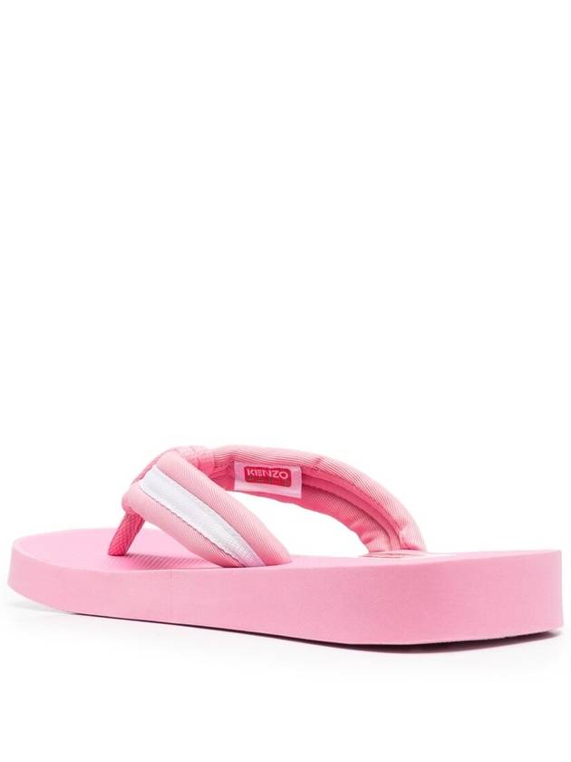 Logo Patch Striped Flip Flops Pink - KENZO - BALAAN 4