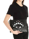 Big Eye Embroidery Clutch Bag Black - KENZO - BALAAN.