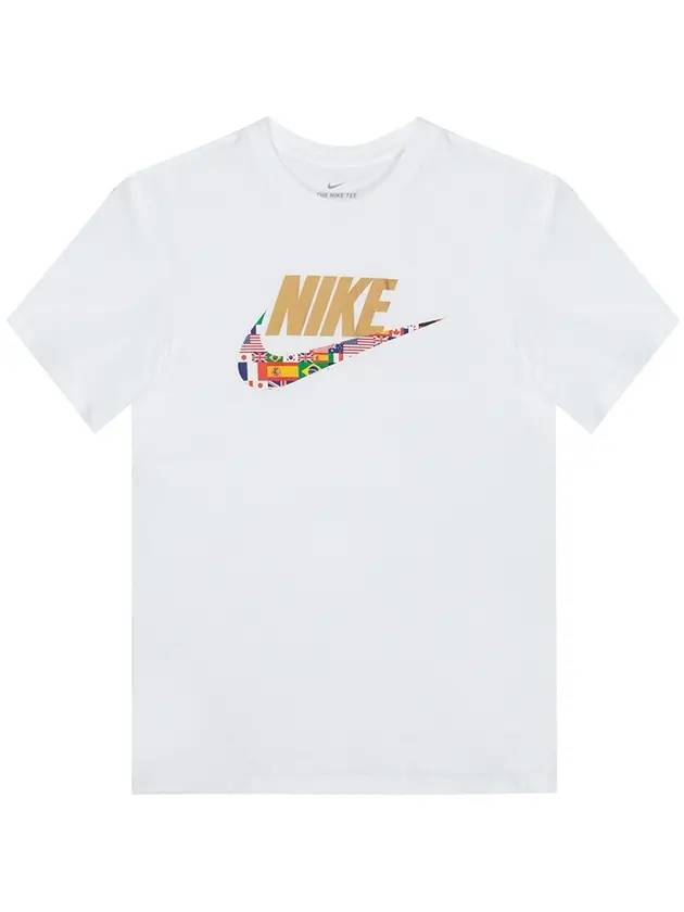 Logo World Flags Short Sleeve T-Shirt White - NIKE - BALAAN 1