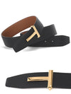 Gold Soft Grain Leather T Icon Belt Tan Black - TOM FORD - BALAAN 3