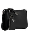 triangle logo leather shoulder bag black - PRADA - BALAAN 4