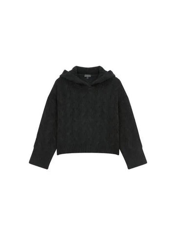 Women s Cable Knit Hooded Pullover Black 270898 - ARMANI EXCHANGE - BALAAN 1