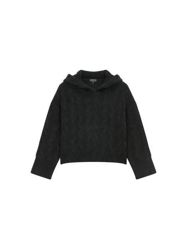 Women s Cable Knit Hooded Pullover Black 270898 - ARMANI EXCHANGE - BALAAN 1