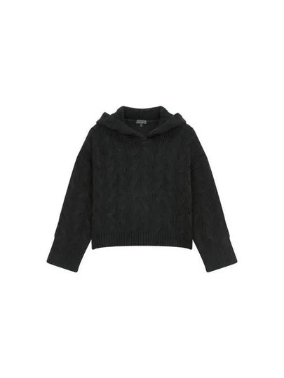 Women s Cable Knit Hooded Pullover Black 270898 - ARMANI EXCHANGE - BALAAN 1