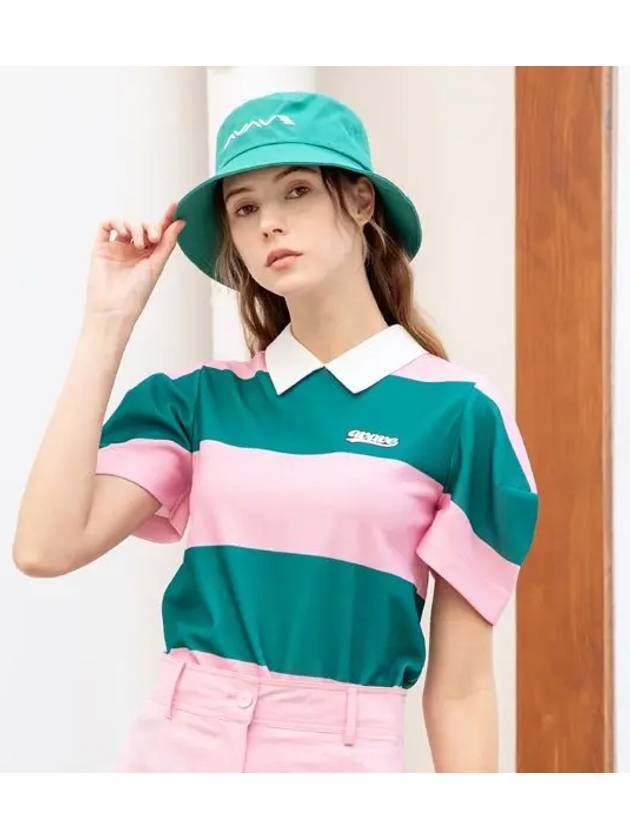 Golf Tennis Puff Collar T-Shirt Pink Green - AVAVE - BALAAN 1