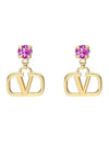 V Logo Crystal Drop Earrings Gold - VALENTINO - BALAAN 1