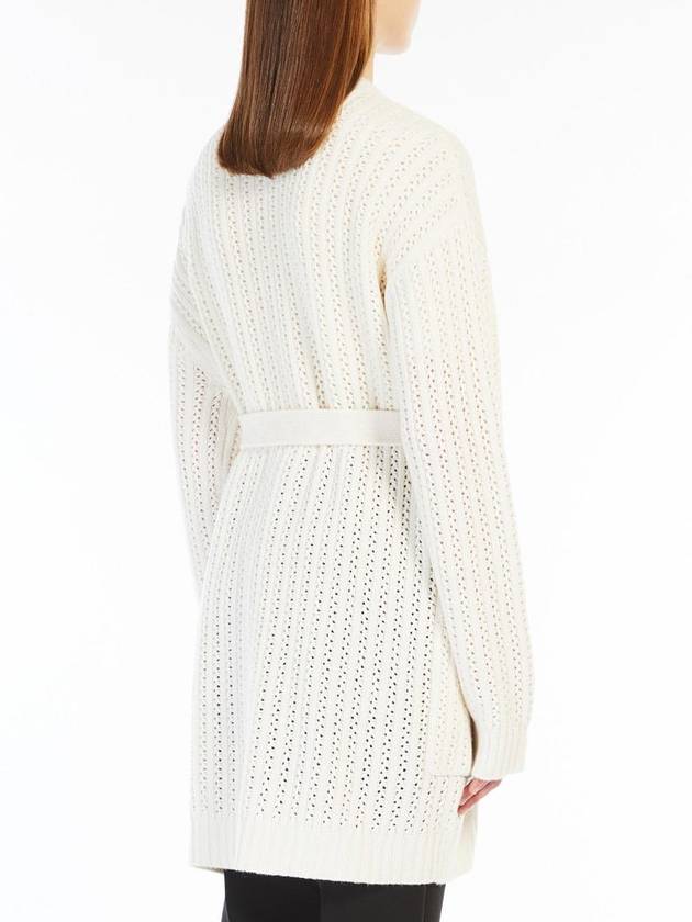 Belted long sleeve cardigan white - MAX MARA - BALAAN 4