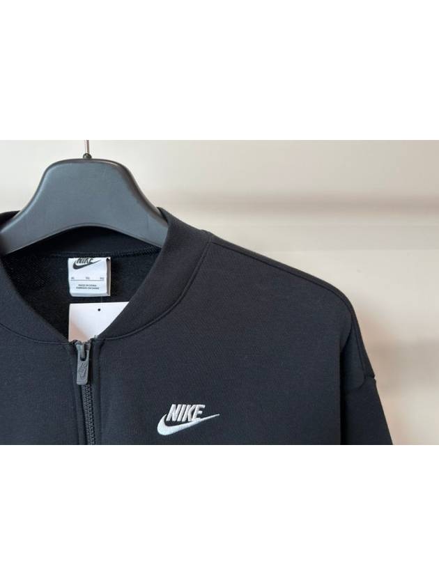 NSW Club Fleece Oversized Crop Full Zip Jacket Black Asia - NIKE - BALAAN 3