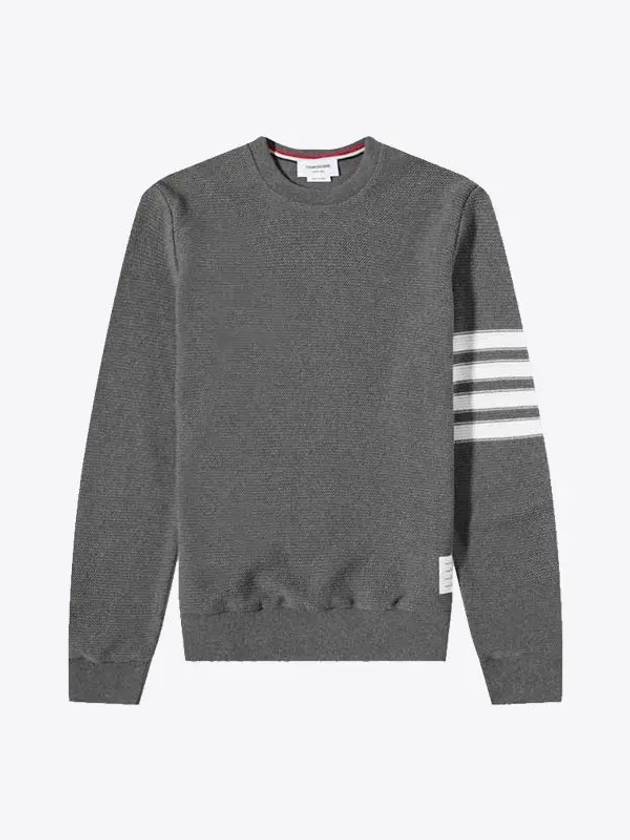 4 Bar Stripe Open Raschel Stitch Sweatshirt Grey - THOM BROWNE - BALAAN 2