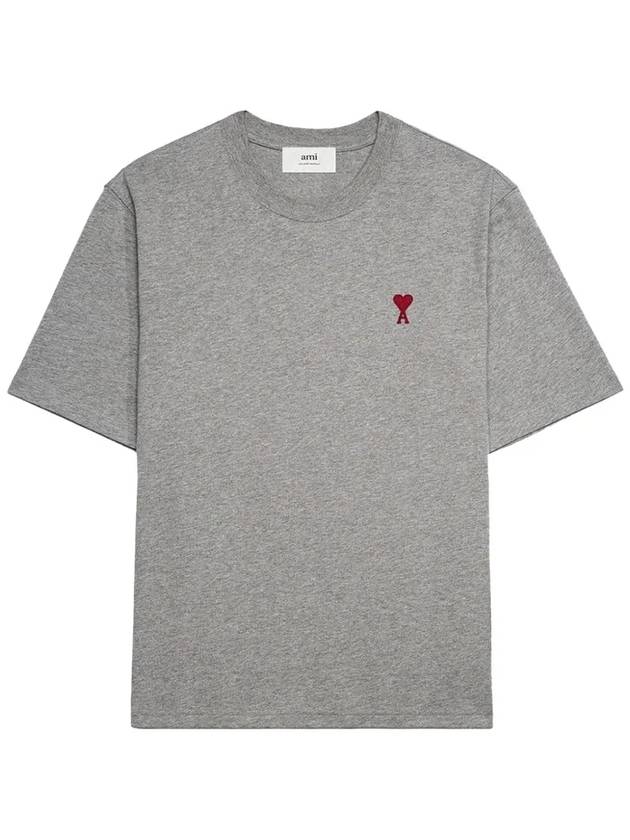 Small Heart Logo Boxy Fit Short Sleeve T-shirt Grey - AMI - BALAAN 2